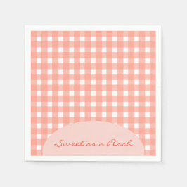Sweet as a Peach Plaid Birthday スタンダードカクテルナプキン