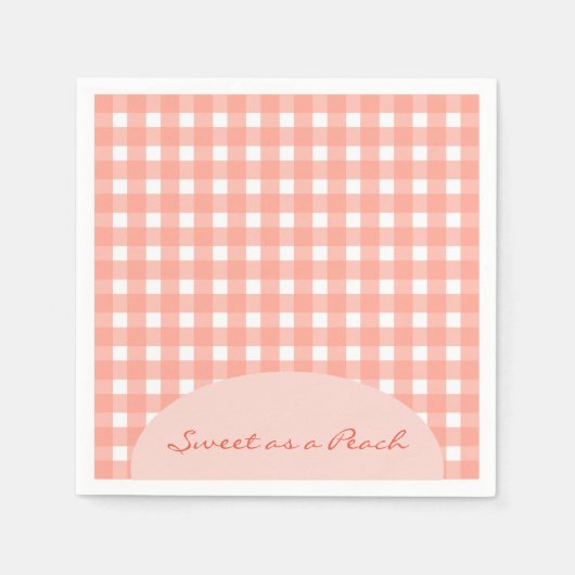Sweet as a Peach Plaid Birthday スタンダードカクテルナプキン (正面)