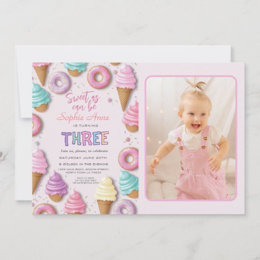 Sweet As Be Girl 3rd Birthday 招待状 (正面)