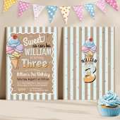Sweet As Can Be アイスクリーム 3歳の誕生日招待状 招待状