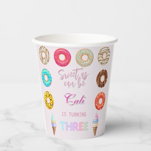 Sweet As Can Be Girlが3回目の誕生日を迎える 紙コップ (正面)