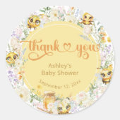 Sweet as can Beeのまわりに赤ちゃんシャワーありがとう ラウンドシール (正面)