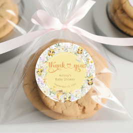 Sweet as can Beeのまわりに赤ちゃんシャワーありがとう ラウンドシール