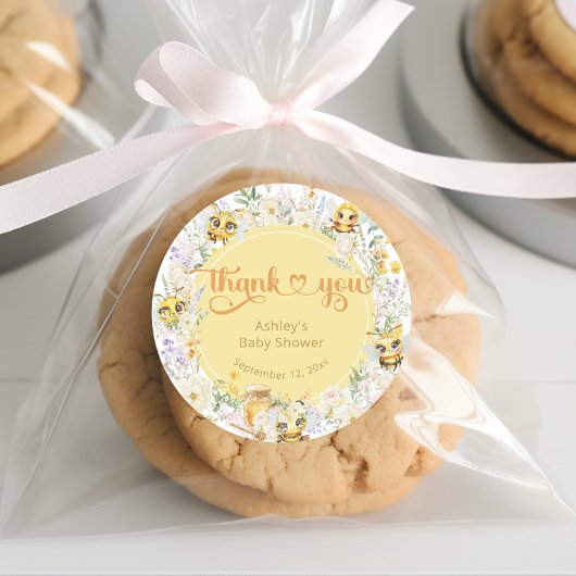 Sweet as can Beeのまわりに赤ちゃんシャワーありがとう ラウンドシール