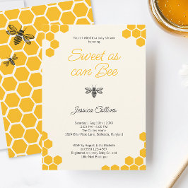 Sweet as can Bee かわいい黄色のハニカム ベビーシャワー 招待状