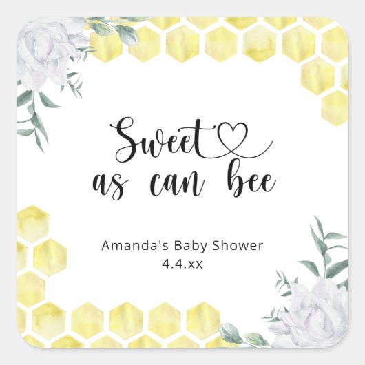 Sweet as can Bee - スクエアシール (正面)