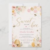 Sweet as Can Bee フラワー ハニー・ビー ベビーシャワー 招待状 (正面)