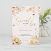 Sweet as Can Bee フラワー ハニー・ビー ベビーシャワー 招待状 (スタンド正面)