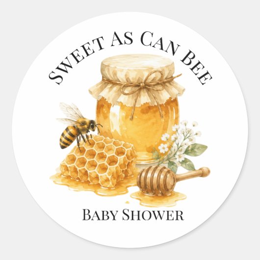 Sweet As Can Bee 性別不明ベビーシャワー ラウンドシール (正面)