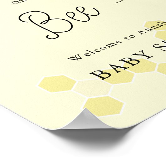 Sweet as can Bee Baby Showerウェルカムサイン ポスター (角)