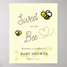 Sweet as can Bee Baby Showerウェルカムサイン ポスター
