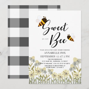 Sweet as can Bee Baby Shower 招待状