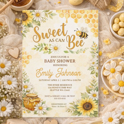 Sweet as can Bee Baby Shower 招待状