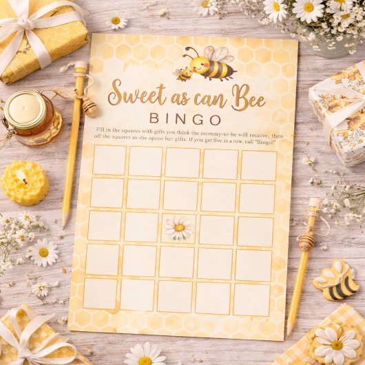 Sweet As Can Bee - Baby Shower Bingo Game 便箋