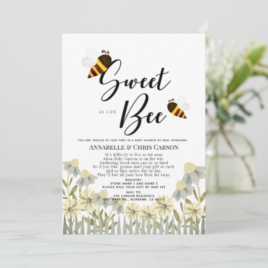 Sweet as can Bee Baby Shower by Mail 招待状 (スタンド正面)
