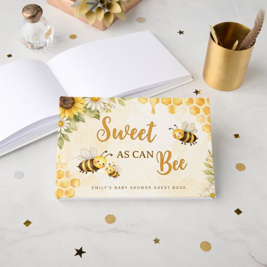 Sweet as Can Bee Baby Shower Guest Book ゲストブック (正面見開き)