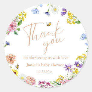 Sweet As Can Bee Baby Shower Thank You ラウンドシール