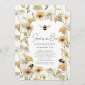 Sweet as can Bee Chamomile Baby Shower by Mail 招待状 (正面/裏面)