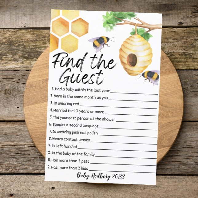 Sweet as can Bee Find the Guest Game-baby shower (クリエイターアップロード済み)