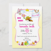 Sweet as Can Bee Floral Baby Girl Shower Invite 招待状 (正面)