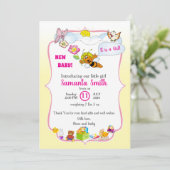 Sweet as Can Bee Floral Baby Girl Shower Invite 招待状 (スタンド正面)