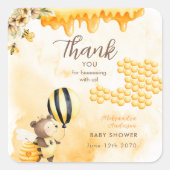 Sweet As Can Bee Honey Bear Baby Shower Yellow スクエアシール (正面)