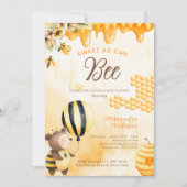 Sweet As Can Bee Honey Bear Baby Shower Yellow 招待状 (正面)