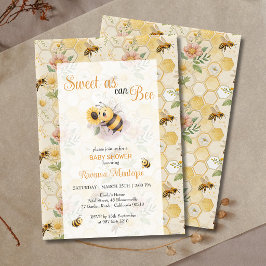 Sweet as can Bee Honeycomb Bee Custom Baby Shower 招待状