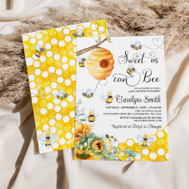 Sweet as can Bee Sunflowerベビーシャワー 招待状