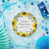 Sweet as can BEE Sunflowers Eucalyptusベビーシャワー ペーパープレート (パーティー)
