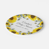 Sweet as can BEE Sunflowers Eucalyptusベビーシャワー ペーパープレート (アングル)