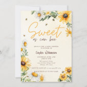 Sweet As Can Bee Sunflowers Yellow Baby Shower 招待状 (正面)
