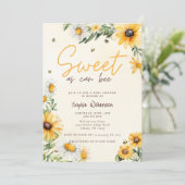 Sweet As Can Bee Sunflowers Yellow Baby Shower 招待状 (スタンド正面)