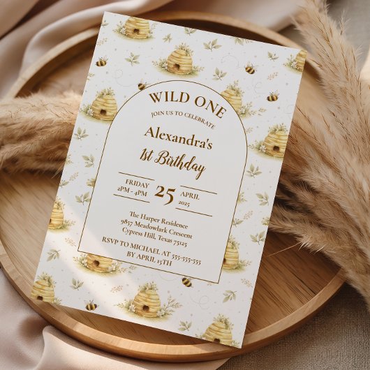 Sweet As Can Bee Wild One Birthday 招待状