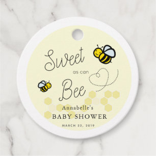 Sweet as can Bee Yellow Baby Shower Thank You フェイバータグ