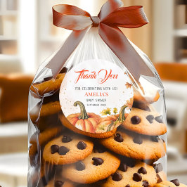 Sweet Autumnal Watercolor Round Pumpkin サンキュー ラウンドシール