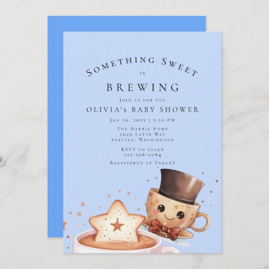 Sweet Babyが誕生予定!おしゃれなベイビーシャワーのお知らせ 招待状 (正面/裏面)