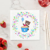 Sweet Baby Bear Cherry Cupcake Birthday  スタンダードランチョンナプキン (インサイチュ)