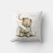 Sweet baby bear fast asleep on fluffy clouds クッション (正面)