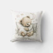 Sweet baby bear fast asleep on fluffy clouds クッション (正面)