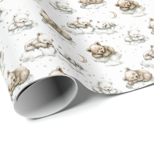 Sweet baby bears fast asleep on fluffy clouds ラッピングペーパー (ロールコーナー)