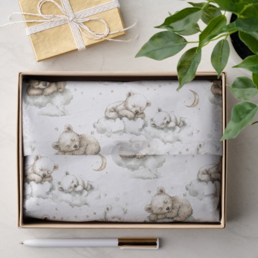 Sweet baby bears fast asleep on fluffy clouds 薄葉紙 (ギフト)