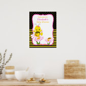 Sweet Baby Bee Girl Baby Shower Poster ポスター (キッチン)