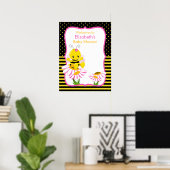 Sweet Baby Bee Girl Baby Shower Poster ポスター (ホームオフィス)