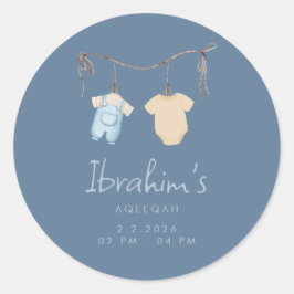 Sweet Baby Boy Aqeeqah Favor Sticker ラウンドシール