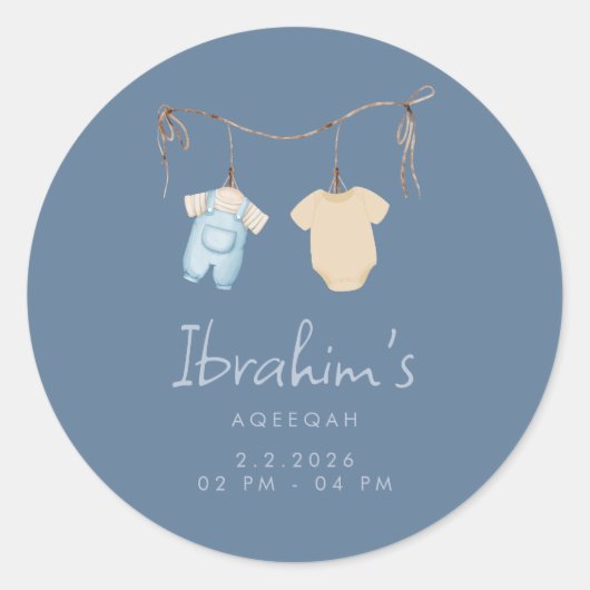 Sweet Baby Boy Aqeeqah Favor Sticker ラウンドシール (正面)