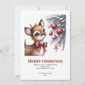 Sweet baby deer snowy forest winter scene greeting シーズンカード (正面)