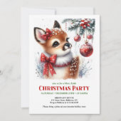 Sweet baby deer watercolor Christmas invite 招待状 (正面)