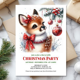 Sweet baby deer watercolor Christmas invite 招待状