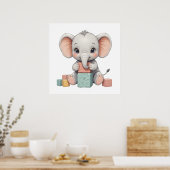 Sweet Baby Elephant Wall Art – Nursery Poster  ポスター (キッチン)